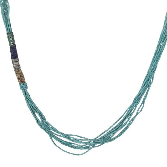 Chicos Teal Multi Strand Seed Beads Boho Necklace Womens Costume Jewelry - Picture 1 of 5